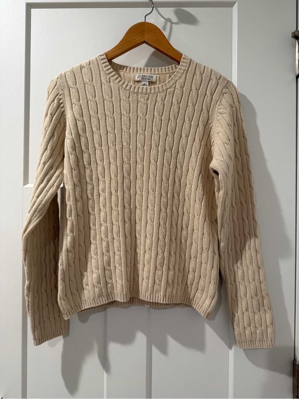 Y2K St. John's Bay Cream Cable-Knit Crewneck Sweater